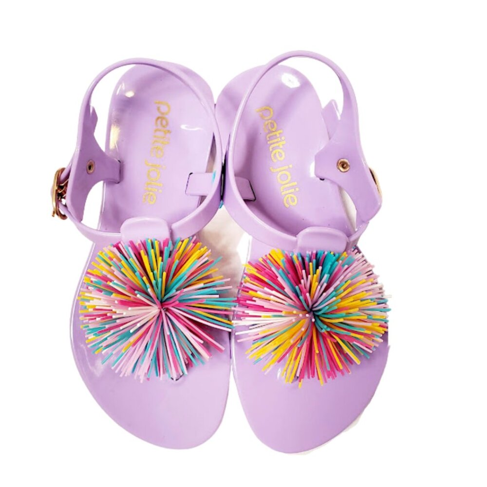 New in Box Petite Jolie Girls Lavender Pom-Pom Sandals
